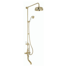 Load image into Gallery viewer, BC Designs Victrion Triple Valve with Shower and Spout Bath Filler 1440x667mm CSA005BG Brushed Gold
