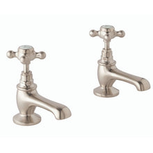 Load image into Gallery viewer, BC Designs Victrion Crosshead Basin Pillar Taps 1/4 Turn Ceramic Discs CTA005BN Brushed Nickel
