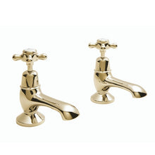 Load image into Gallery viewer, BC Designs Victrion Crosshead Bath Pillar Taps 1/4 turn ceramic discs CTA010G Polished Gold
