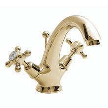 Load image into Gallery viewer, BC Designs Victrion Crosshead Mono Basin Mixer 1/4 turn Ceramic Disc CTA015G Polished Gold
