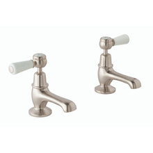 Load image into Gallery viewer, BC Designs Victrion Lever Basin Pillar Taps 1/4 Turn Ceramic Discs CTB105BN Brushed Nickel
