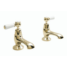 Load image into Gallery viewer, BC Designs Victrion Lever Bath Pillar Taps 1/4 Turn Ceramic Discs CTB110G Polished Gold
