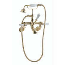 Load image into Gallery viewer, BC Designs Victrion Lever Wall Mounted Bath Shower Mixer 1/4 Turn Ceramic Discs CTB121BG Brushed Gold
