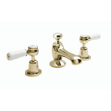 Load image into Gallery viewer, BC Designs Victrion Lever 3 Hole Basin Mixer 1/4 Turn Ceramic Disc CTB125G Polished Gold

