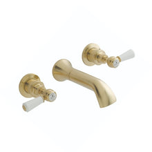 Load image into Gallery viewer, BC Designs Victrion Lever 3 Hole Wall Mounted Bath Filler 1/4 Turn Ceramic Disc CTB130BG Brushed Gold
