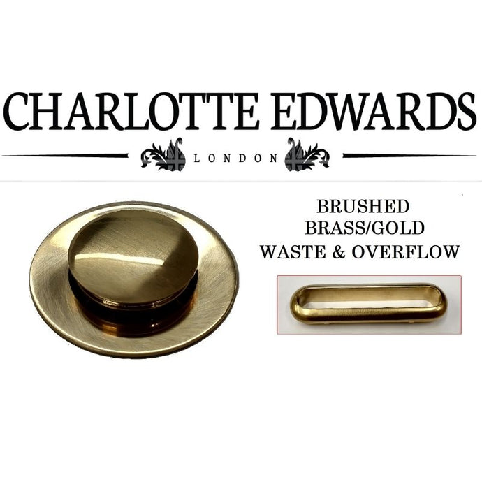 Charlotte Edwards Bath Waste Plug & Overflow, Brushed Brass / Gold Vincent Alexander Baths