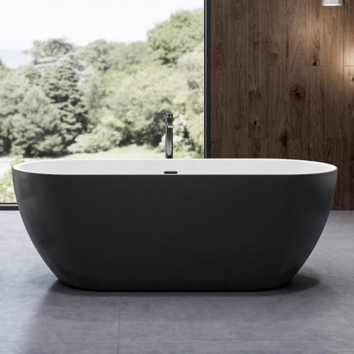 Charlotte Edwards Belgravia Acrylic Freestanding Double Ended Bath, Matt Black - 1500x730mm 11028-GB 11028-MB Vincent Alexander Baths