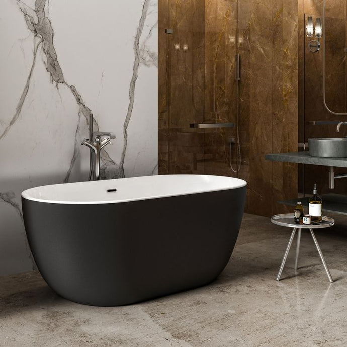 Charlotte Edwards Mayfair Acrylic Freestanding Double Ended Bath, Matt Black Finish - 1500x780mm CE1101-MB CE11001-GB Vincent Alexander Baths