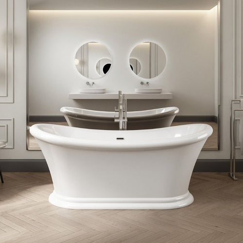 Charlotte Edwards Purley Acrylic Freestanding Bath, Double Ended Boat Bathtub, Polished White - 1700x740mm Vincent Alexander Baths