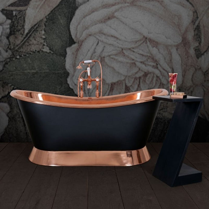 Hurlingham Copper Bateau Roll Top Boat Bath, Painted Finish - 1670x720mm Painted Copper Bath renaissanceathome