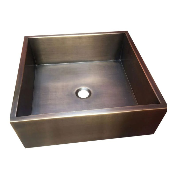 Coppersmith Creations Antique Brass Sink, Square Double Wall Antique Brass Basin - 453x453mm