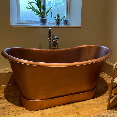 Coppersmith Creations Antique Copper Double Slipper Bath, Roll Top Antique Copper Bathtub - 1830x813mm