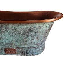 Load image into Gallery viewer, Coppersmith Creations Blue-Green Antique Copper Bath, Roll Top Blue-Green Patina Copper Bathtub - 1700x690mm
