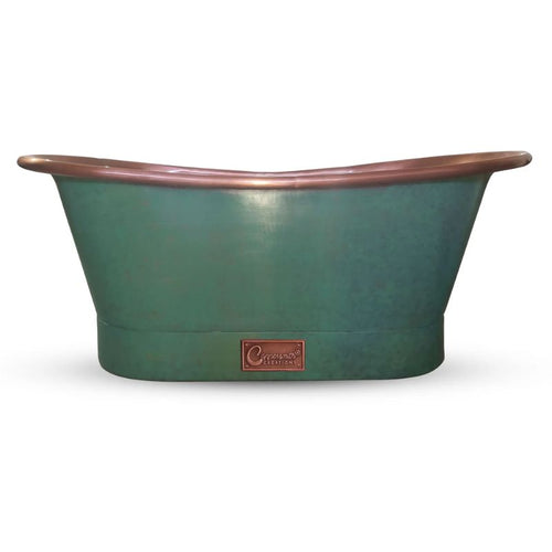 Coppersmith Creations Blue-Green Patina Antique Copper Bath, Roll Top Blue-Green Patina Copper Bathtub - 1700x690mm