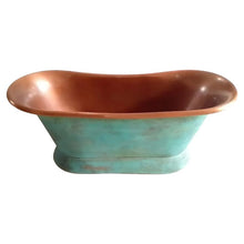 Load image into Gallery viewer, Coppersmith Creations Blue-Green Patina Antique Copper Bath, Roll Top Blue-Green Patina Copper Bathtub - 1700x690mm
