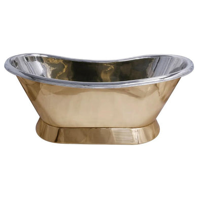 Coppersmith Creations Brass-Nickel Bateau Bath, Roll Top Brass-Nickel Bathtub - 1680x725mm
