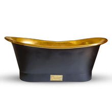 Load image into Gallery viewer, Coppersmith Creations Brass Bateau Bath, Roll Top Black Brass Bathtub - 1700x690mm
