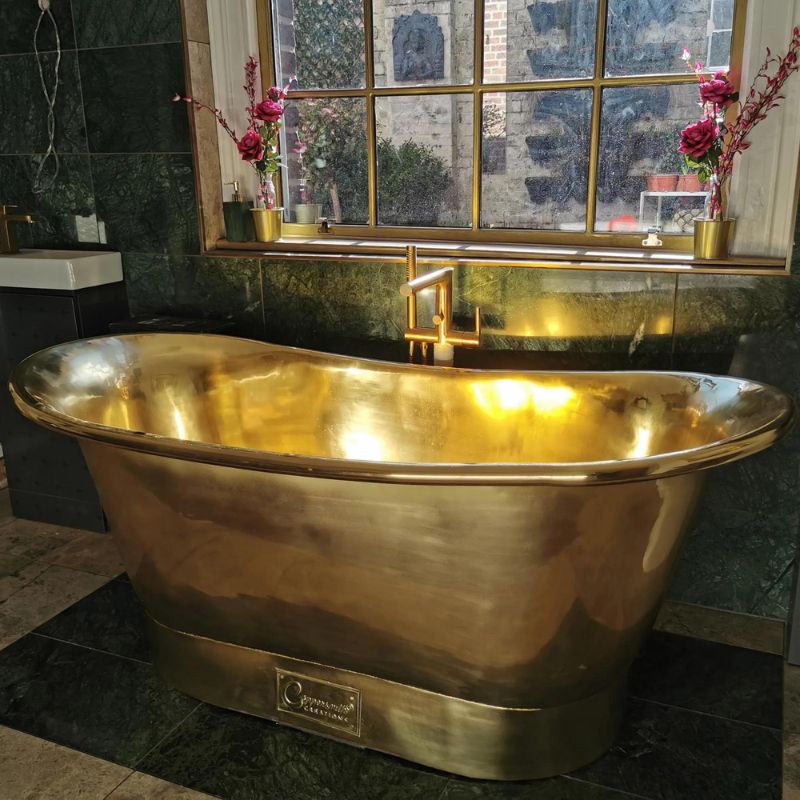 Coppersmith Creations Brass Bateau Bath, Roll Top Brass Bathtub - 1700 ...