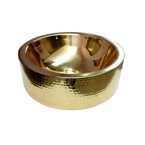 Coppersmith Creations Brass Bathroom Basin, Round Hammered Brass Basin - 407x127mm