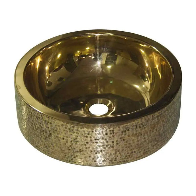 Coppersmith Creations Brass Bathroom Basin, Round Pattern Brass Basin - 407x127mm