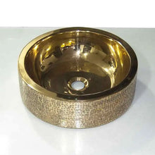 Load image into Gallery viewer, Coppersmith Creations Brass Bathroom Basin, Round Pattern Brass Basin - 407x127mm
