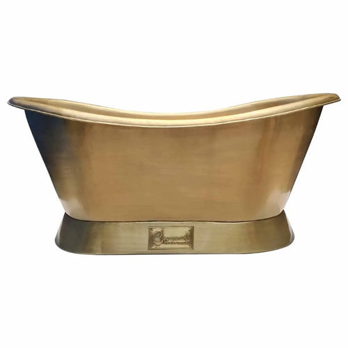 Coppersmith Creations Brushed Brass Bateau Bath, Roll Top Brushed Brass Bathtub - 1680x725mm
