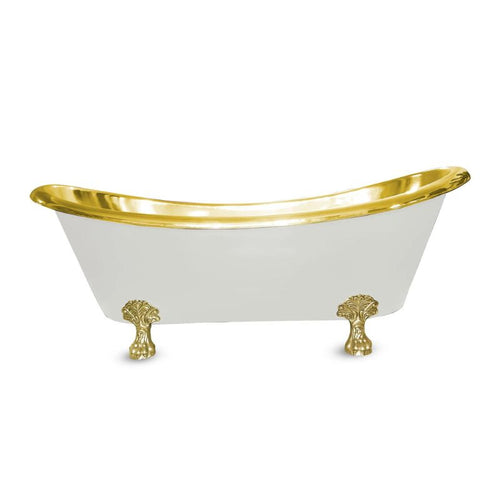 Coppersmith Creations Clawfoot Brass Bath, Roll Top Matt White Brass Bathtub - 1830x815mm