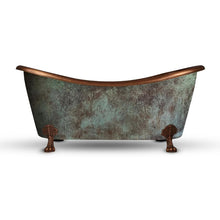 Load image into Gallery viewer, Coppersmith Creations Clawfoot Copper Bath, Roll Top Blue-Green Patina Copper Bathtub - 1830x815mm
