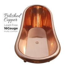 Load image into Gallery viewer, Coppersmith Creations Clawfoot Copper Bath, Roll Top Matt White Copper Bathtub - 1830x815mm
