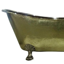Load image into Gallery viewer, Coppersmith Creations Clawfoot Hammered Brass Bath, Roll Top Hammered Brass Bathtub - 1830x815mm
