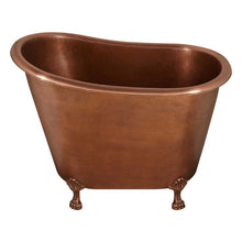 Load image into Gallery viewer, Coppersmith Creations Clawfoot Soaking Copper Bath, Roll Top Hammered Copper Soaking Bathtub - 1245x795mm
