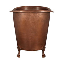 Load image into Gallery viewer, Coppersmith Creations Clawfoot Soaking Copper Bath, Roll Top Hammered Copper Soaking Bathtub - 1245x795mm
