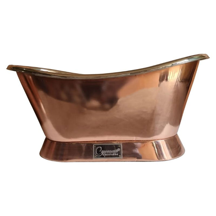 Coppersmith Creations Copper-Nickel Bateau Bath, Roll Top Copper-Nickel Bathtub - 1500x725mm