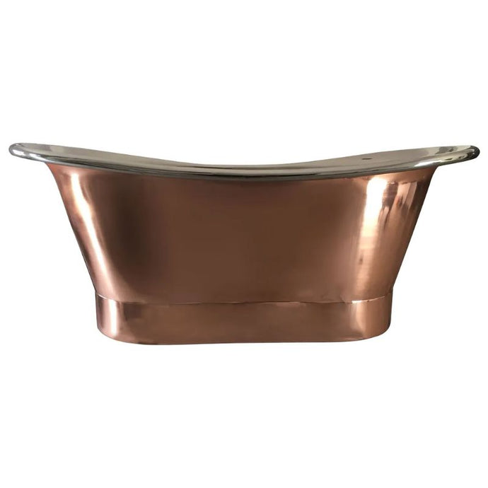 Coppersmith Creations Copper-Nickel Bateau Bath, Roll Top Double Slipper Copper-Nickel Bathtub - 1700x690mm