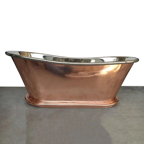 Coppersmith Creations Copper-Nickel Boat Bath, Roll Top Copper-Nickel Bathtub - 1770x740mm