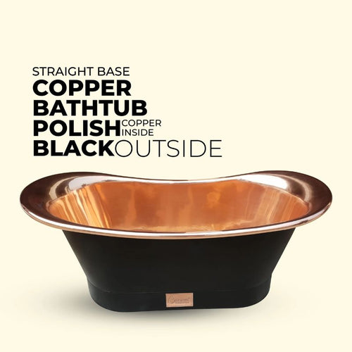 Coppersmith Creations Copper Bateau Bath, Roll Top Black Copper Bathtub - 1700x690mm