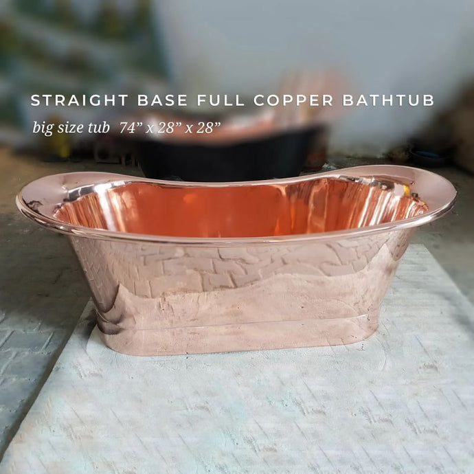 Coppersmith Creations Copper Bateau Bath, Roll Top Copper Bathtub - 1890x712mm
