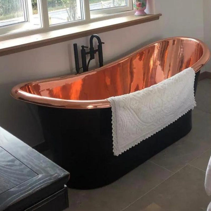 Coppersmith Creations Copper Bath, Roll Top Black Copper Bathtub - 1700x710mm