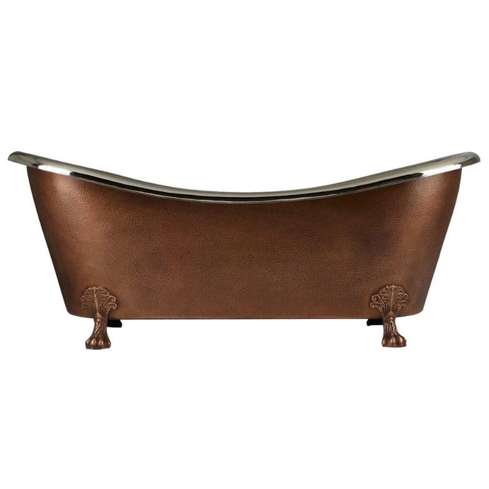 Coppersmith Creations Double Slipper Antique Copper-Nickel Bath, Roll Top Copper-Nickel Bathtub - 1830x813mm