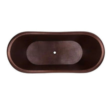 Load image into Gallery viewer, Coppersmith Creations Double Slipper Dark Antique Copper Bath, Roll Top Dark Hammered Copper Bathtub - 1780x840mm
