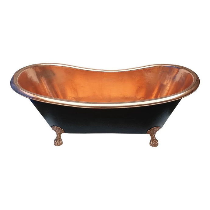 Coppersmith Creations Hammered Clawfoot Copper Bath, Roll Top Black Copper Bathtub - 1830x815mm