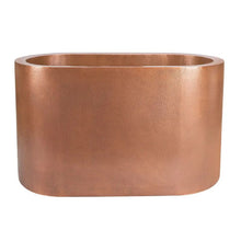 Load image into Gallery viewer, Coppersmith Creations Japanese Style Double Soaking Copper Bath, Roll Top Hammered Copper Soaking Bathtub - 1525x762mm
