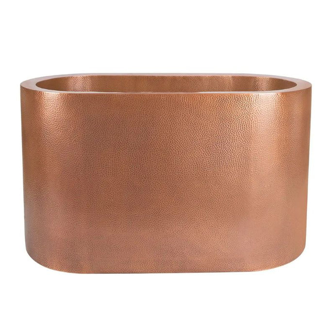 Coppersmith Creations Japanese Style Double Soaking Copper Bath, Roll Top Hammered Copper Soaking Bathtub - 1525x762mm