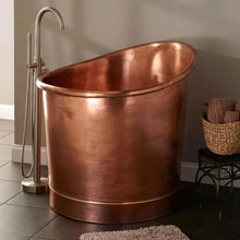 Load image into Gallery viewer, Coppersmith Creations Round Japanese Soaking Style Copper Bath, Roll Top Copper Soaking Bathtub - 990x990mm
