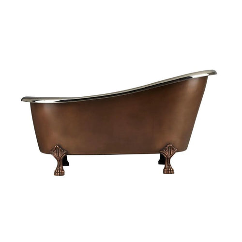 Coppersmith Creations Slipper Antique Copper-Nickel Bath, Roll Top Copper-Nickel Bathtub - 1350x740mm