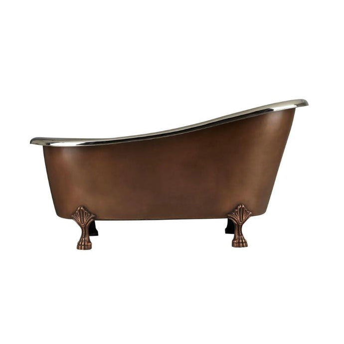 Coppersmith Creations Slipper Antique Copper-Nickel Bath, Roll Top Copper-Nickel Bathtub - 1500x765mm