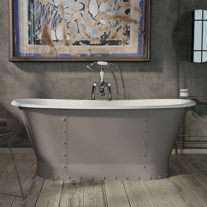 Hurlingham Drayton Cast Iron Freestanding Bath, Painted Roll Top Boat Bath - 1700x670mm renaissanceathome