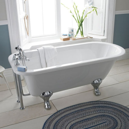 Hudson Reed Barnsbury Acrylic Freestanding Roll Top Bath With Feet, Single Ended Bath - 1690x750mm RL1707M1 RL1707C2 RL1707T