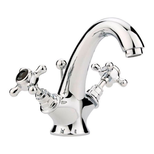 Hudson Reed Black Topaz Crosshead Mono Bathroom Basin Mixer Tap, 14 Turn Ceramic Discs BC405HX