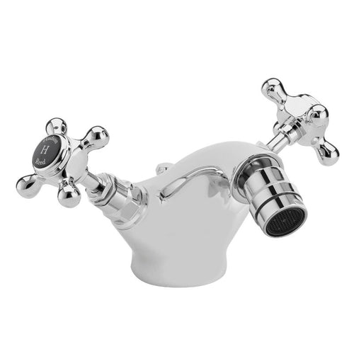 Hudson Reed Black Topaz Crosshead Mono Bidet Bathroom Mixer Tap, 14 Turn Ceramic Discs BC406HX